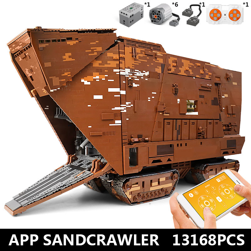 MOULD KING 21009 Star Plan Toys The MOC-13289 Motorized Cavegod UCS Sandcrawler Star Destroyer Model Building Blocks Kids Gifts