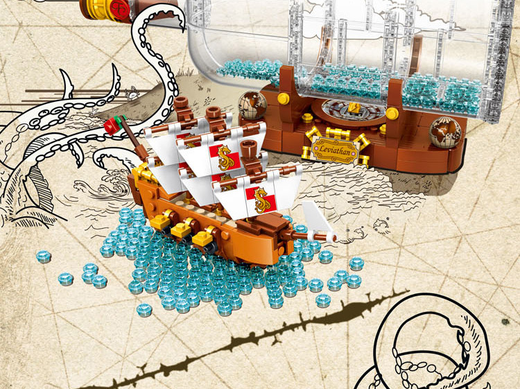 960pcs classic boat in a Bottle Building Blocks 21313