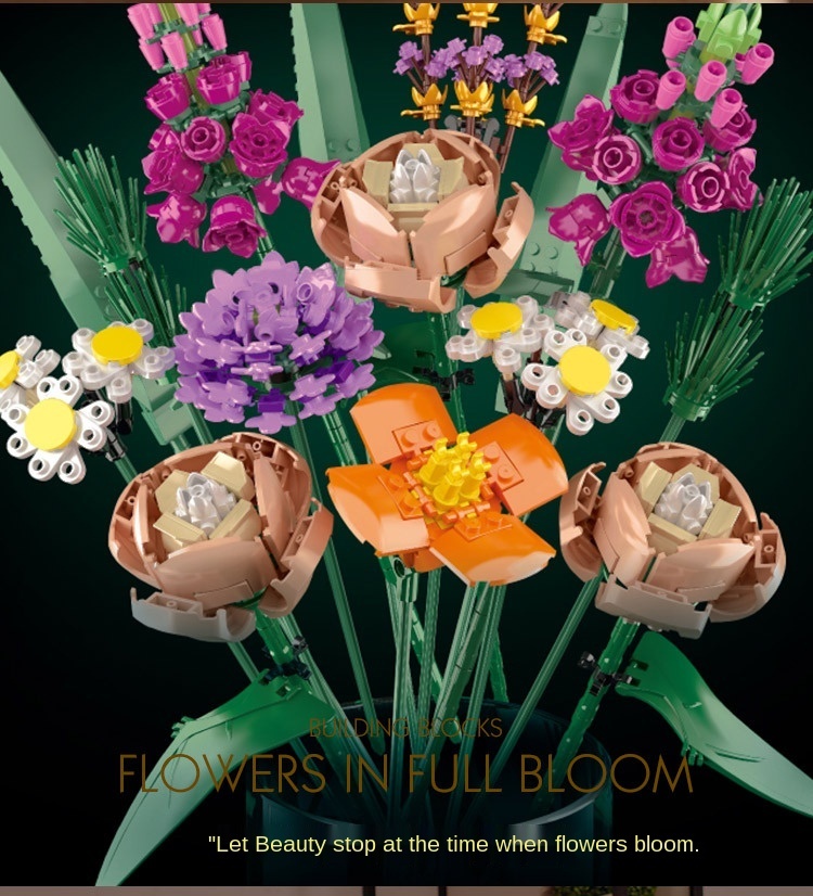 10289 Bird Of Paradise Bouquet Rose Building Block Unziptoy Diy Potted Illustration 10298