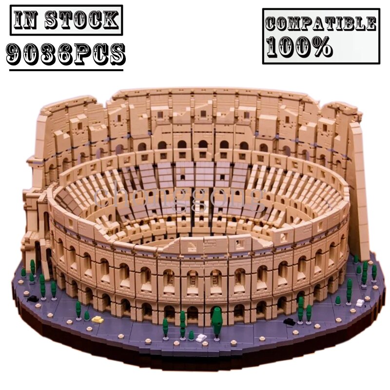 New 9036Pcs Architecture City The Italy Roman Colosseum Model Fit 10276 Building Blocks Bricks Toys Children Kid birthday gifts