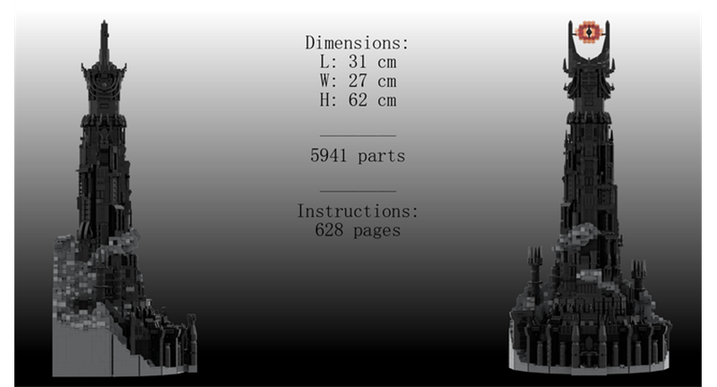 Sci Fi Movie Magic ring Architecture Barad-dûr Orthanc MOC Building Blocks Assembly Model DIY Collection Technology Bricks Toys