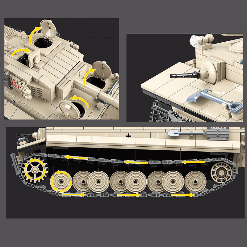 World War II 2 Military Germany Tiger Tank 131 UK Model Soldier Vehicle Building Blocks WW2