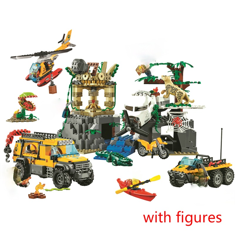 Jungle Exploration Site Building Block Toys Children Gifts Cities Compatible With 10712 60161 City Jungle Birthday Gifts