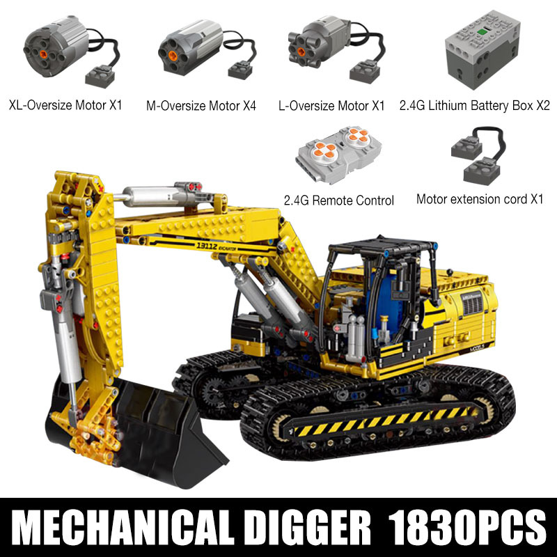 MOULD KING 13112 Motorized High-Tech Excavator truck 250X3-PF Truck Remote Building Blocks