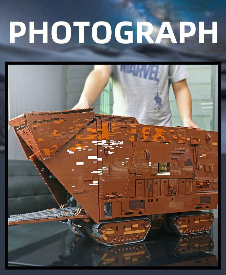 MOULD KING 21009 Star Plan Toys The MOC-13289 Motorized Cavegod UCS Sandcrawler Star Destroyer Model Building Blocks Kids Gifts