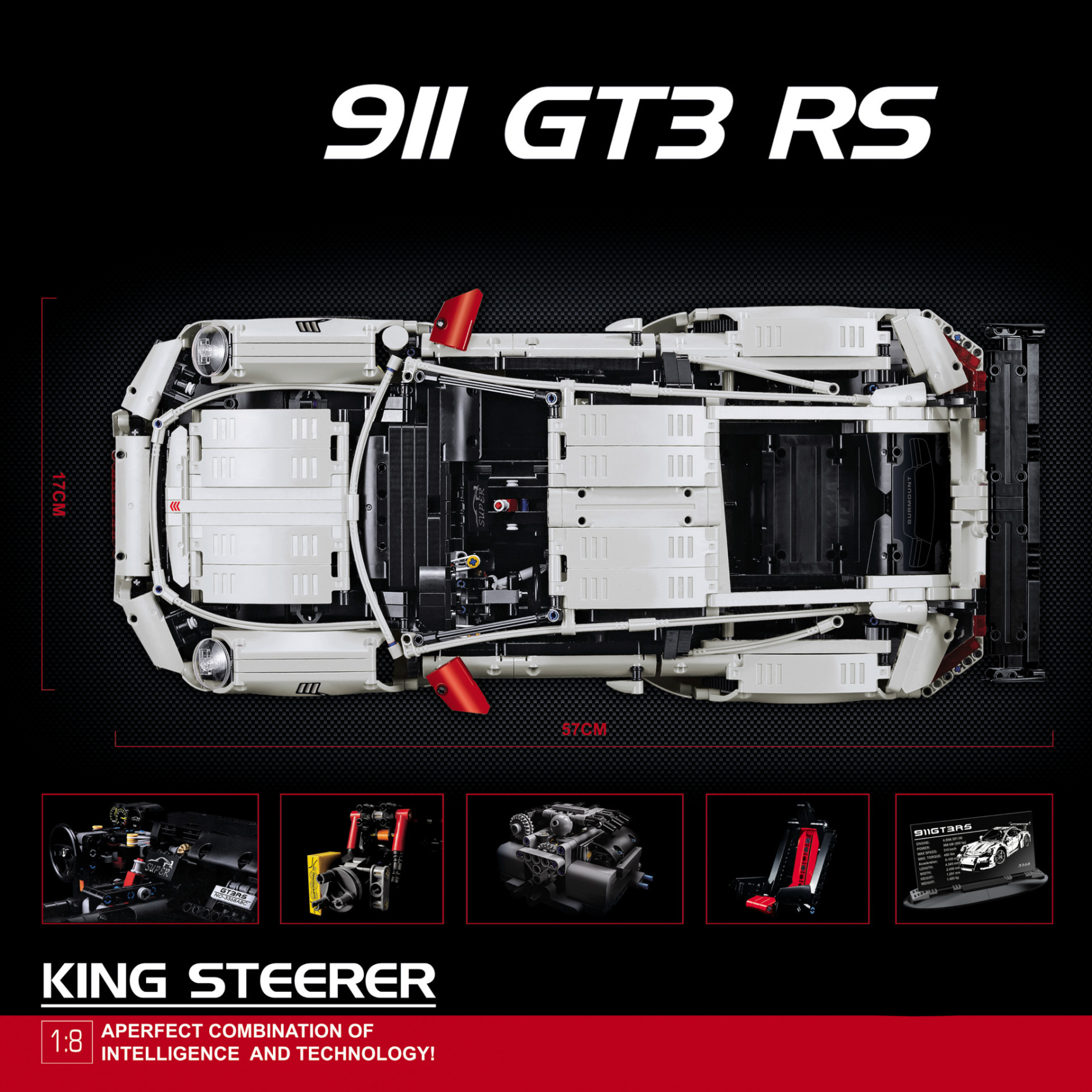 90089 2728Pcs High-tech Italian Super Race Car Model Building Block 42056 20001 3368B 3368C