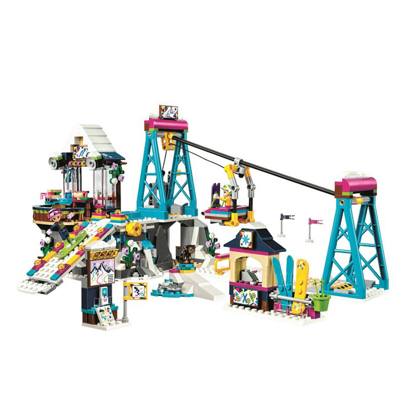 591Pcs Friends Snow Resort Ski Lift Trail Map Stand Model Building Blo