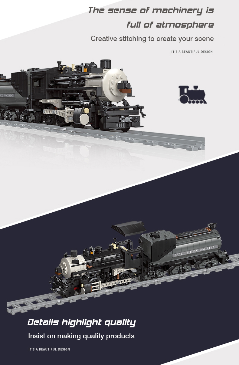 Classic Railway Steam locomotive Track Sets Building Block Expert Train Long-Distance Brick Counstrutor 59004