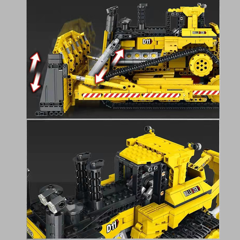 22001 1988pcs High-tech Engineering Car Series Mechanical D11 Bulldozer Moc Building Blocks