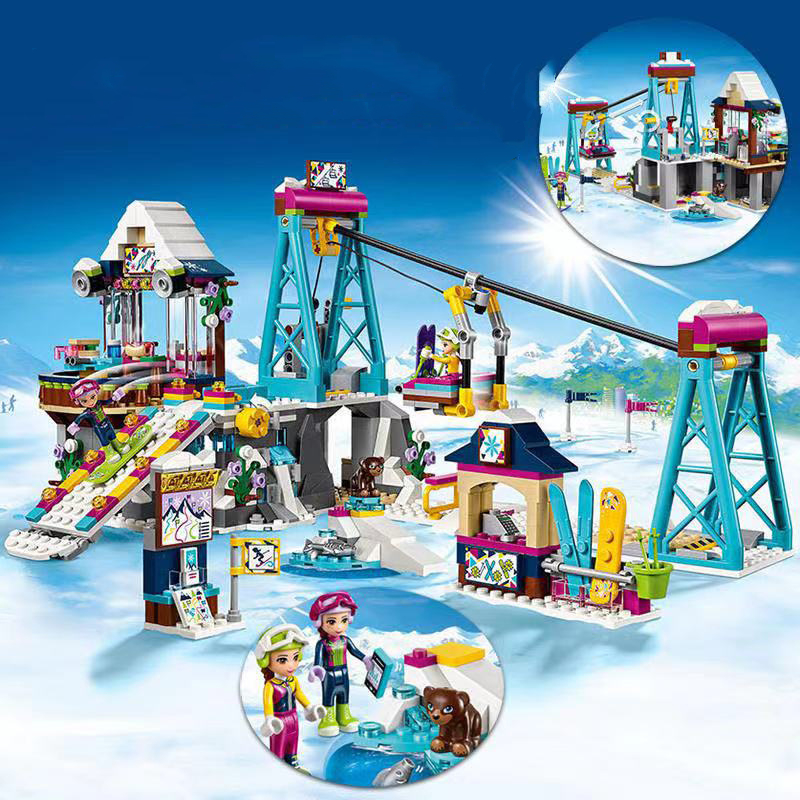 591Pcs Friends Snow Resort Ski Lift Trail Map Stand Model Building Blocks 41324 10732