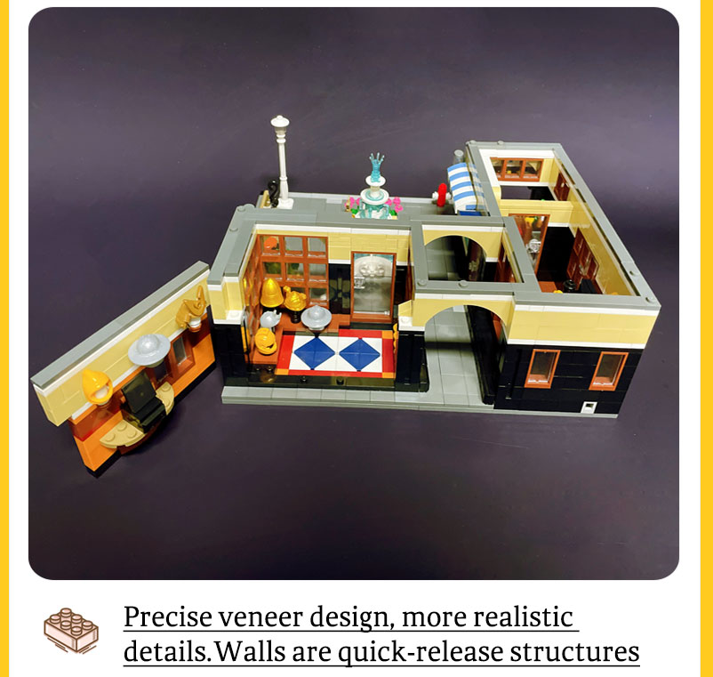 Creatoring Expert Street View The Fountain Square Moc Moduler House Building Blocks 89113 Corner Caffe