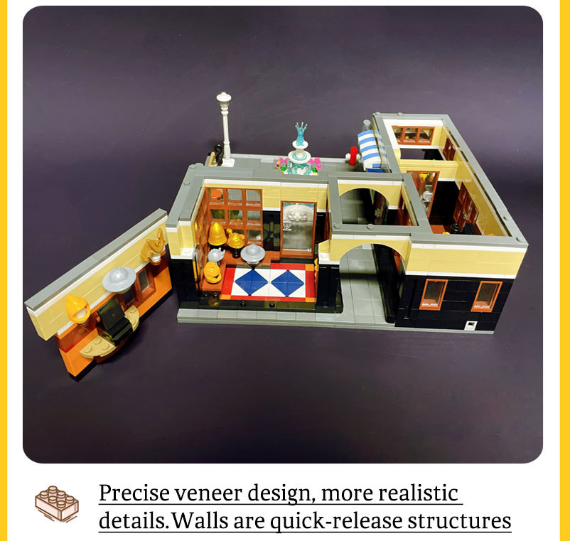 Creatoring Expert Street View The Fountain Square Moc Moduler House Building Blocks 89113 Corner Caffe