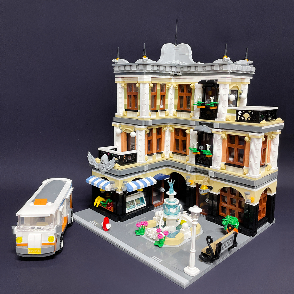 Creatoring Expert Street View The Fountain Square Moc Moduler House Building Blocks 89113 Corner Caffe