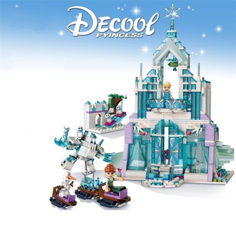 25002 Elsa Anna Magical Ice Castle 41148 Model Building Blocks Snow World