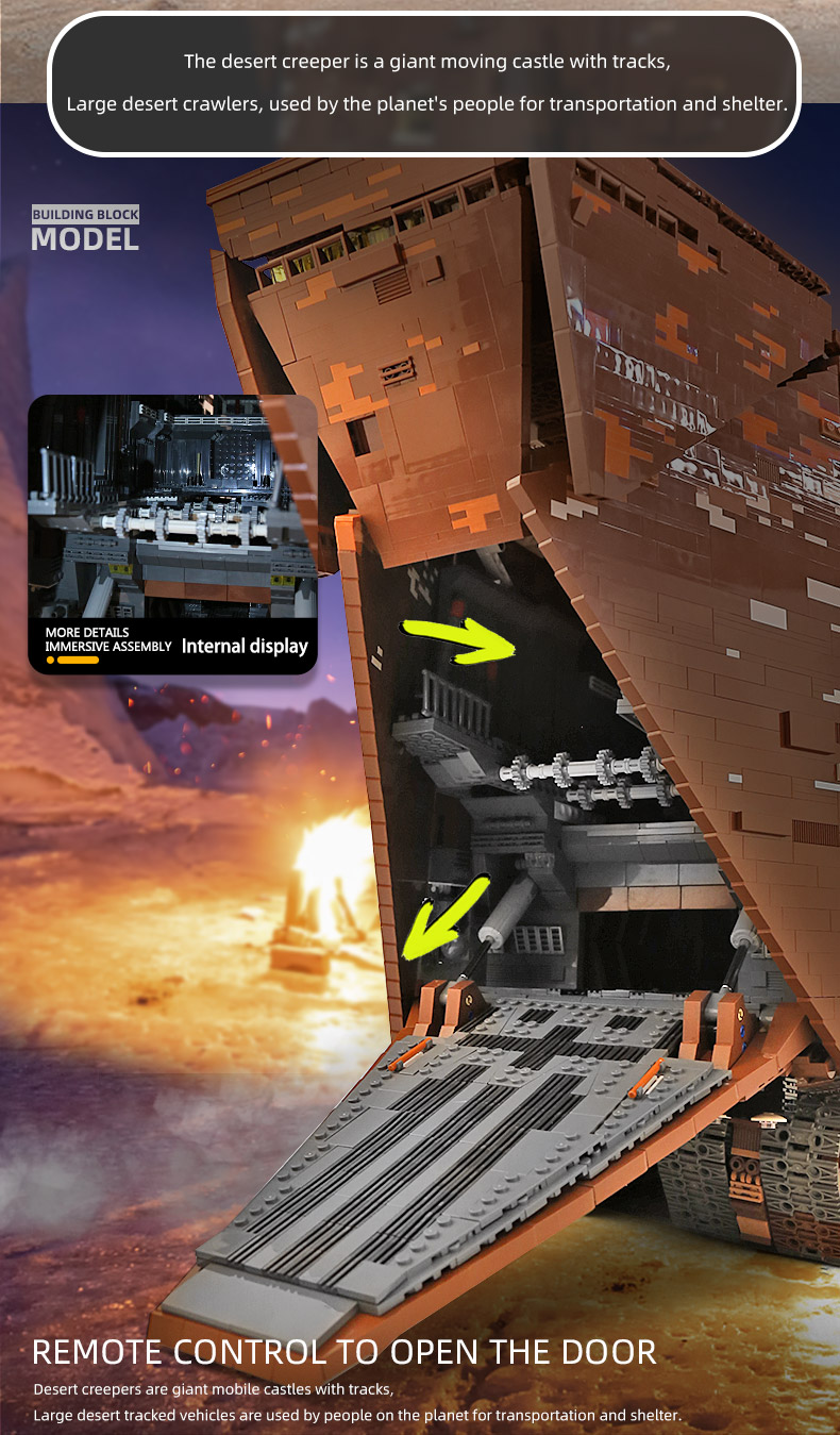 MOULD KING 21009 Star Plan Toys The MOC-13289 Motorized Cavegod UCS Sandcrawler Star Destroyer Model Building Blocks Kids Gifts