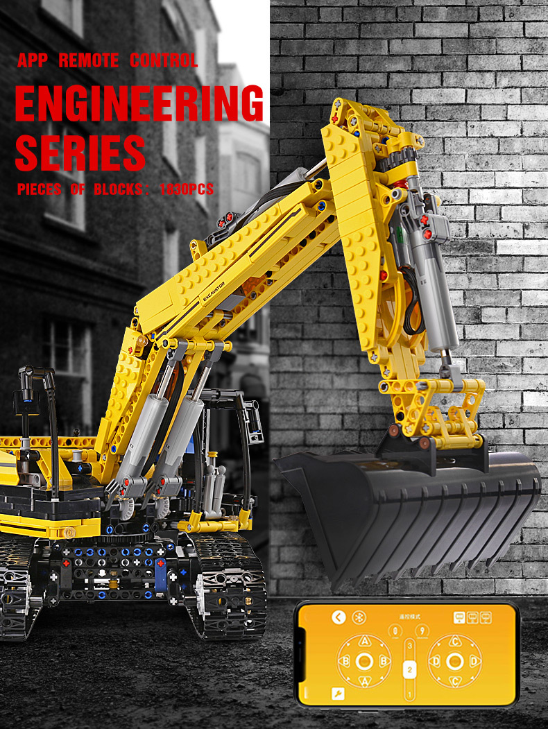 MOULD KING 13112 Motorized High-Tech Excavator truck 250X3-PF Truck Remote Building Blocks