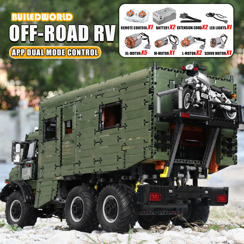 J907 High-Tech Remote Control The MOC Motorzied Nomadism RV Motorhome Truck Set Building Blocks Car