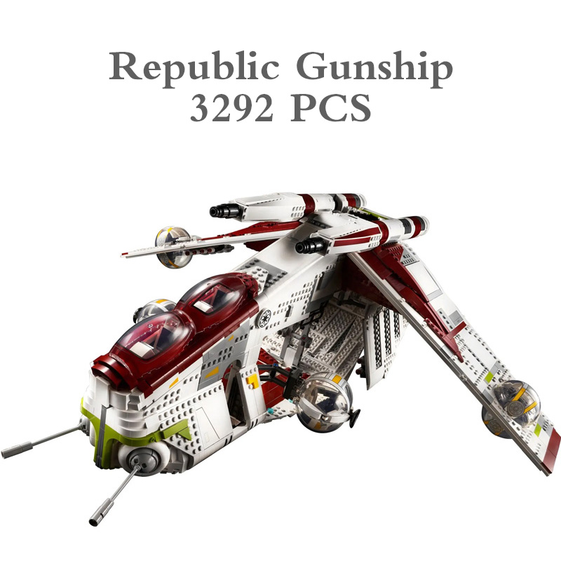 3292PCS Star Plan Attack Republic Gunship Building Blocks Bricks 75309 Transport  Spacecraft 80666