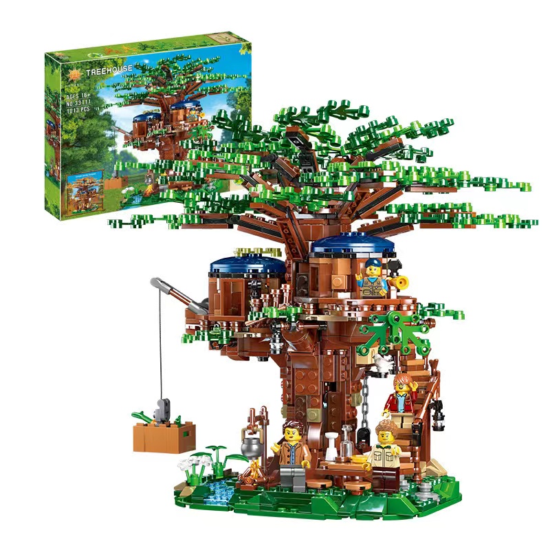 1013+Pcs All Seasons Tree house City Building Blocks Creator Tree Hous