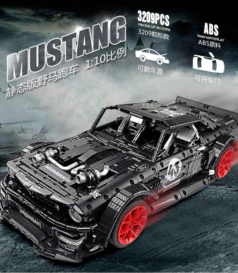 3209Pcs 1965 Ford Mustang Hoonicorn Racing Car Building Block Bricks 90068 20102