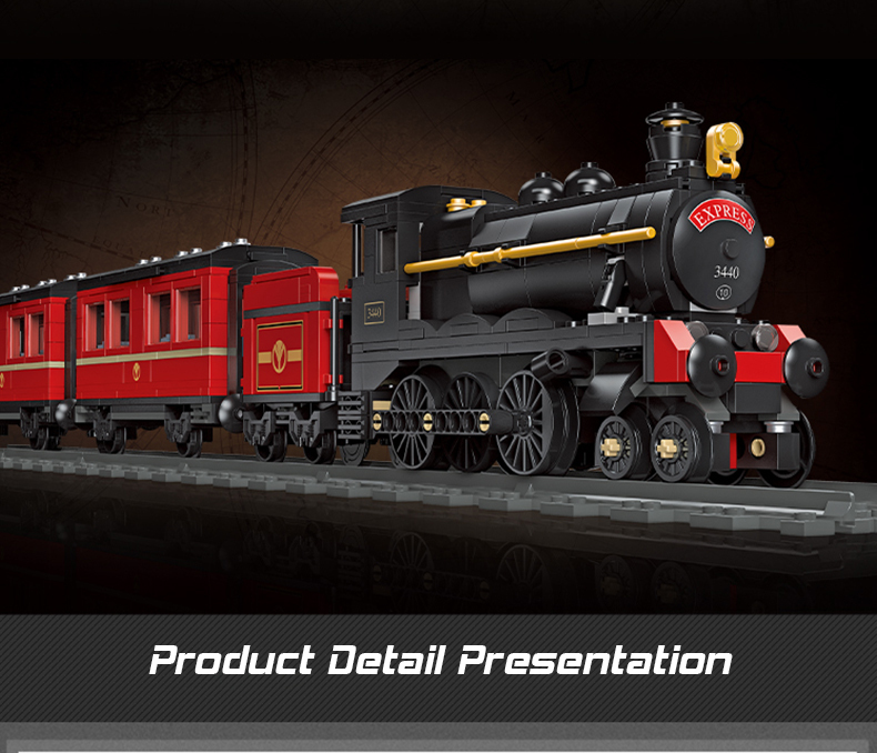 Classic Railway Steam locomotive Track Sets Building Block Expert Train Long-Distance Brick Counstrutor 59004