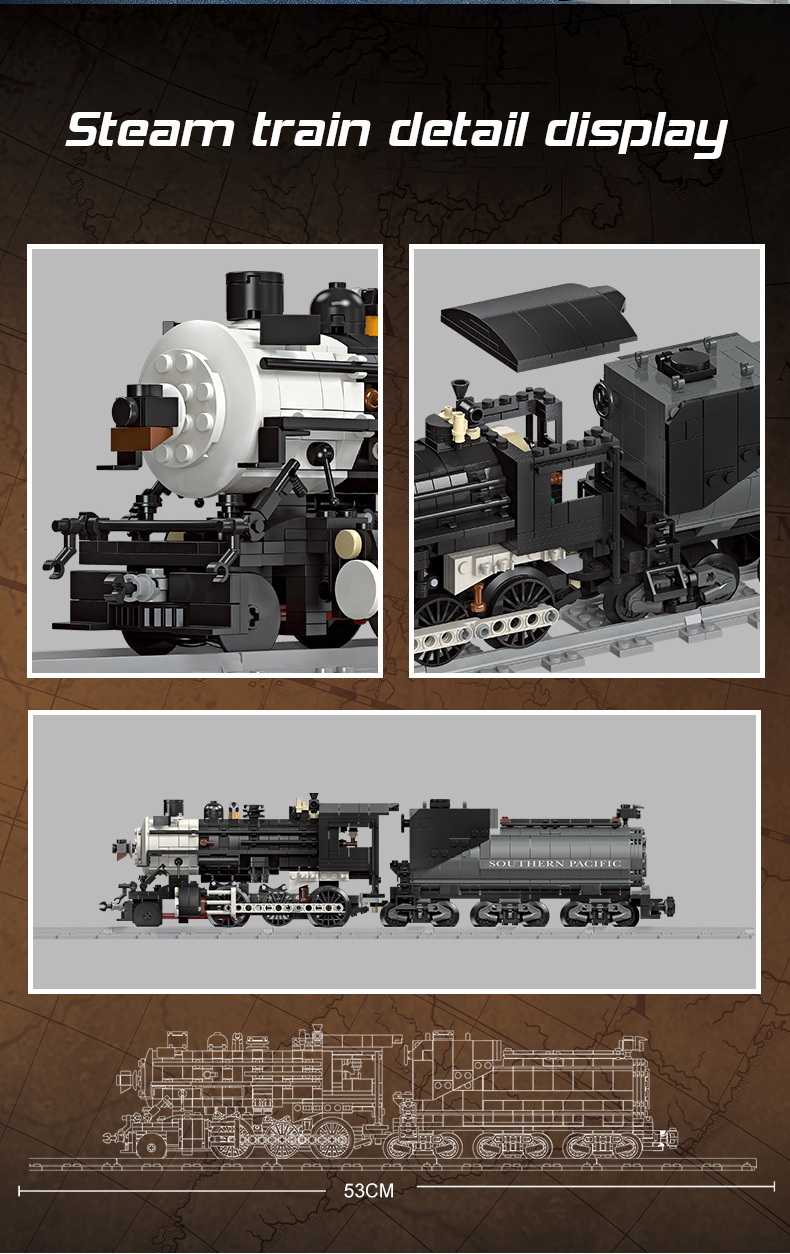 Classic Railway Steam locomotive Track Sets Building Block Expert Train Long-Distance Brick Counstrutor 59004