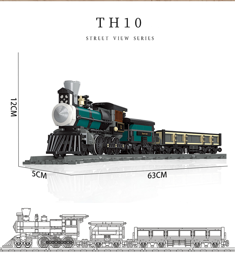 Classic Railway Steam locomotive Track Sets Building Block Expert Train Long-Distance Brick Counstrutor 59004