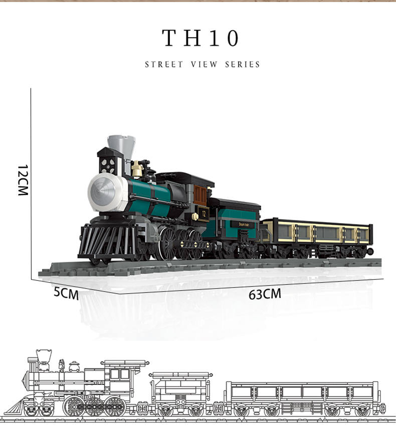 Classic Railway Steam locomotive Track Sets Building Block Expert Train Long-Distance Brick Counstrutor 59004