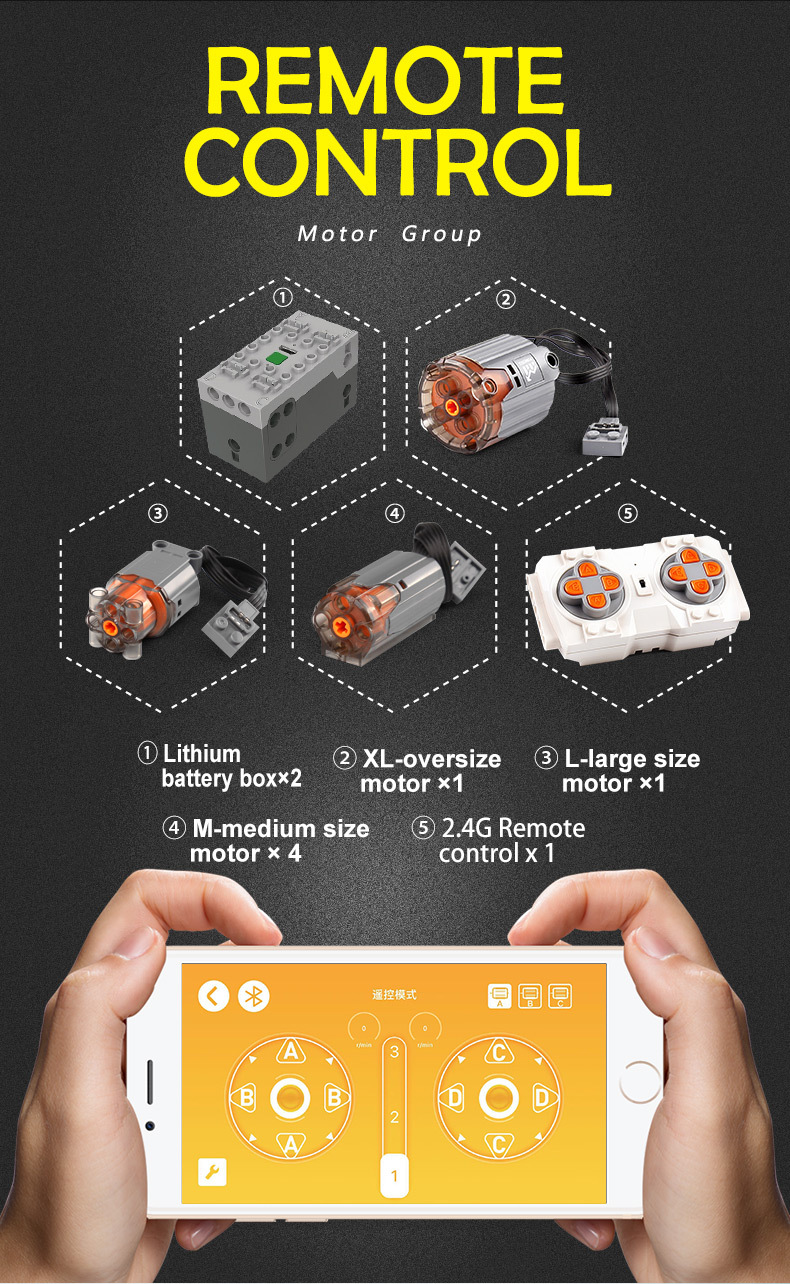 MOULD KING 13112 Motorized High-Tech Excavator truck 250X3-PF Truck Remote Building Blocks