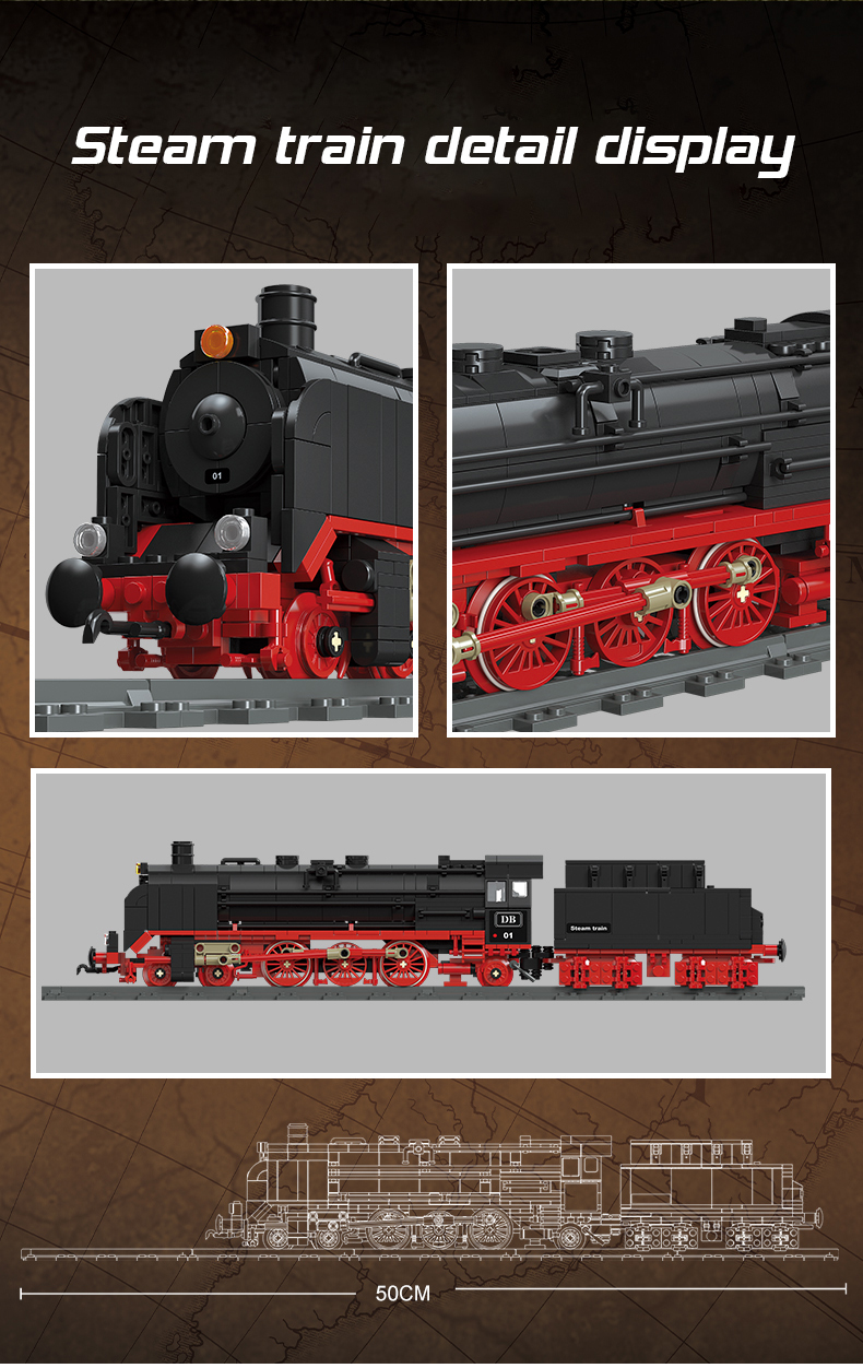 Classic Railway Steam locomotive Track Sets Building Block Expert Train Long-Distance Brick Counstrutor 59004