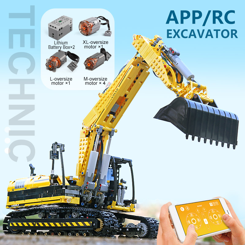 MOULD KING 13112 Motorized High-Tech Excavator truck 250X3-PF Truck Remote Building Blocks