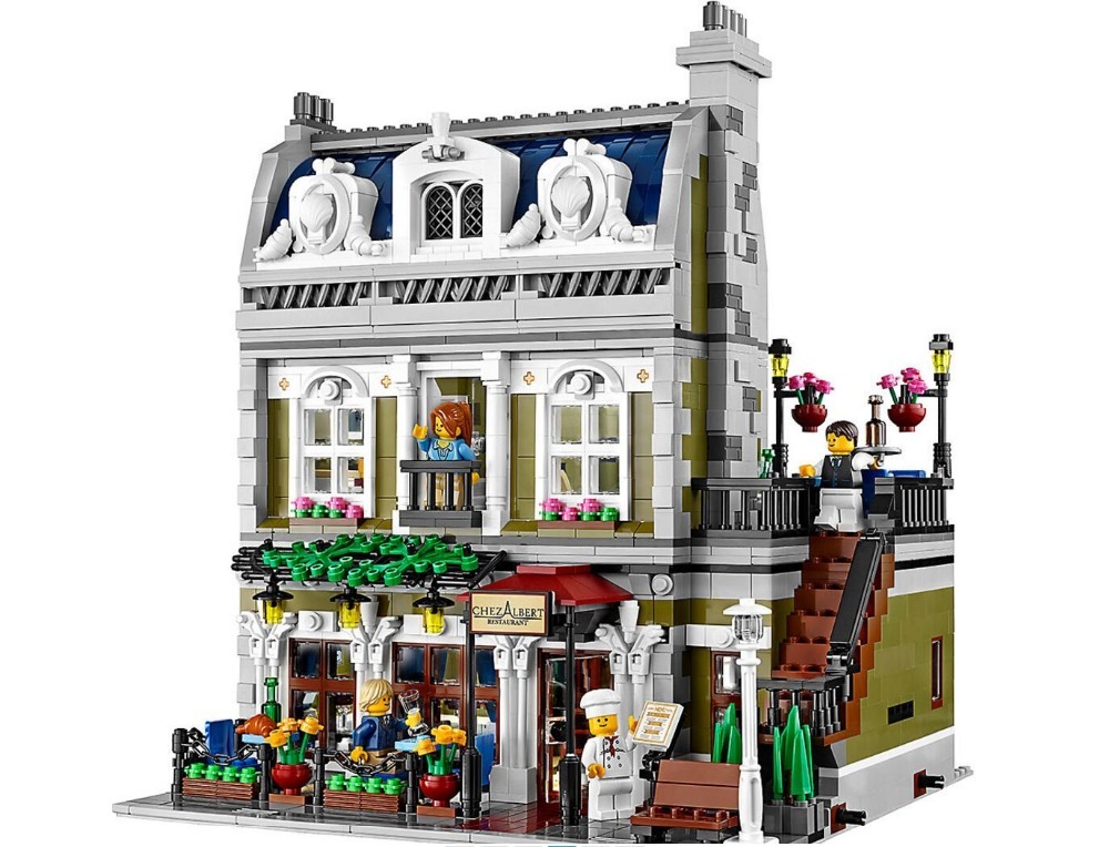 In Stock 2418Pcs City Street View Model Set Creator Parisian Restaurant Apartment Building Blocks Bricks Compatible 10243 Gift