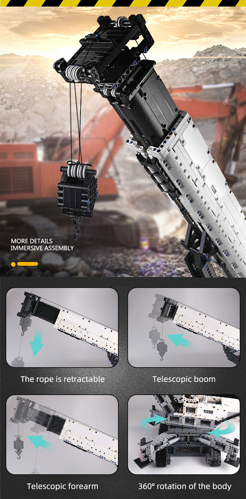 Mould King 17002 APP Remote Controll LIEBHERRS LTM 11200 Excavator Crane Truck MOC-20920 Building Blocks Kids Birthday Toy Gifts