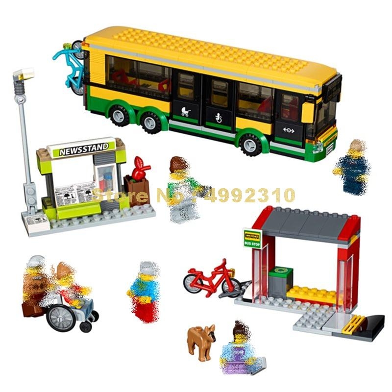 02078 377pcs City The Bus Station Building Block 6 Figures 60154
