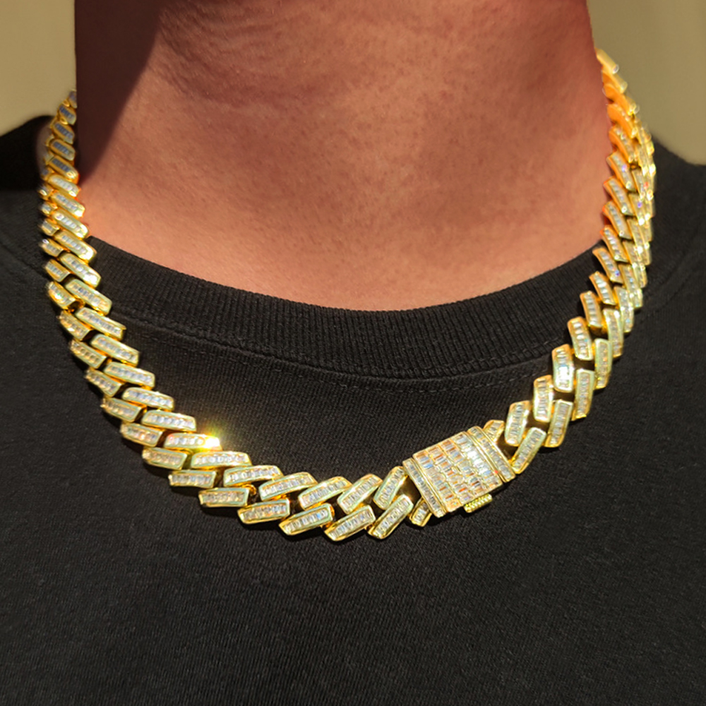 Iced Out Golden Rhombus Cuban Link Chain Sulludd