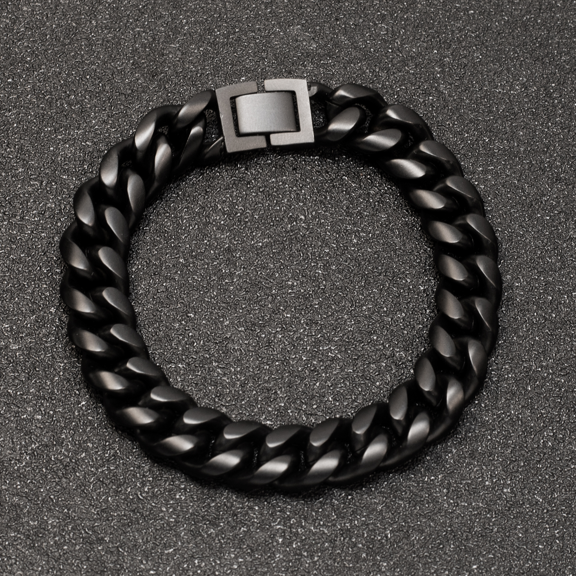 Men's matte black glazed stainless steel Cuban chain bracelet Sulludd