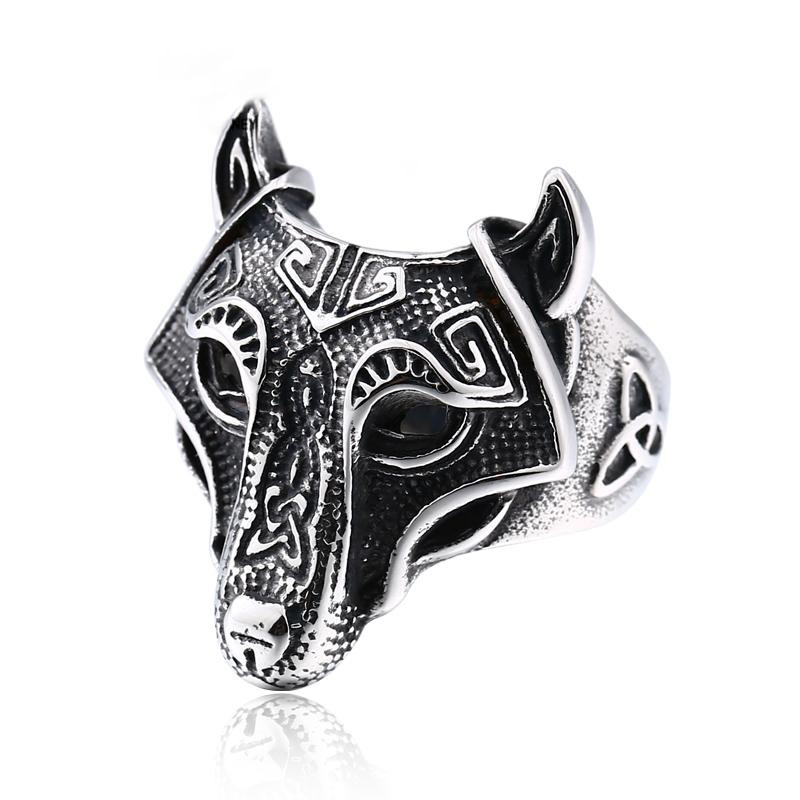 Viking Nordic Wolf Head Arrow Celtic Ring Stainless Steel Sulludd
