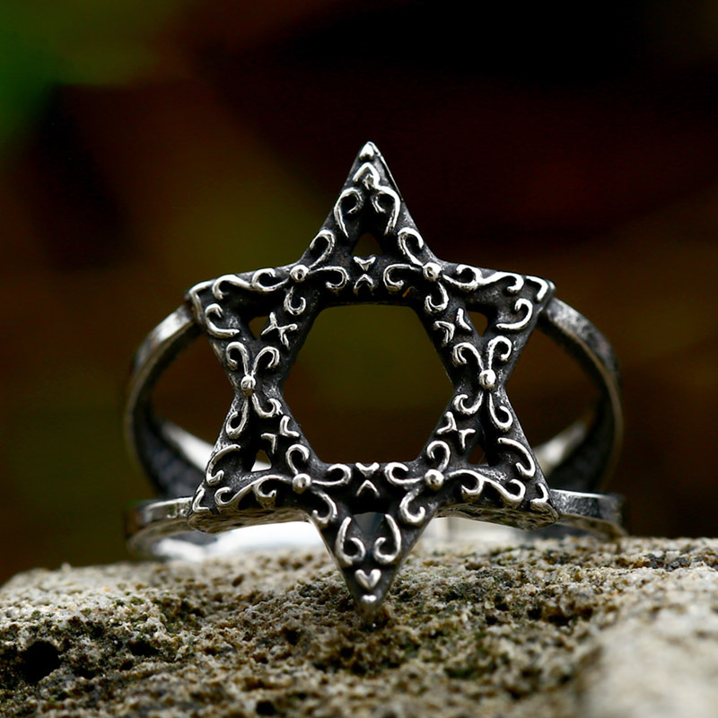 Hollow  Hexagram Star Symbol Ring Sulludd