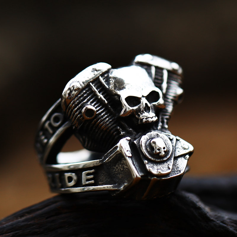 Nordic Engine Wrench Skull Ring Stainless Steel Sulludd