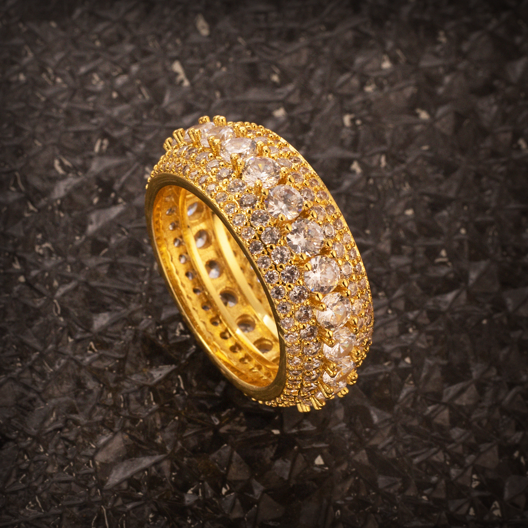 7-11 Iced Out Golden Silver Zircon Diamonds Ring Sulludd