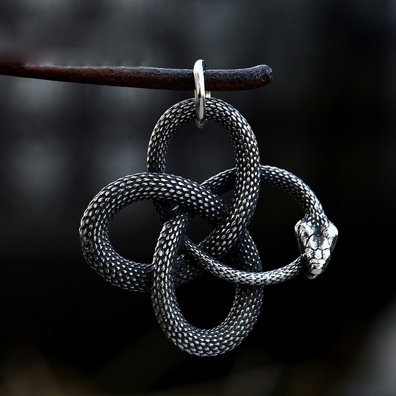 Viking Nordic Rattlesnake Stainless Steel Pendant Necklace Set