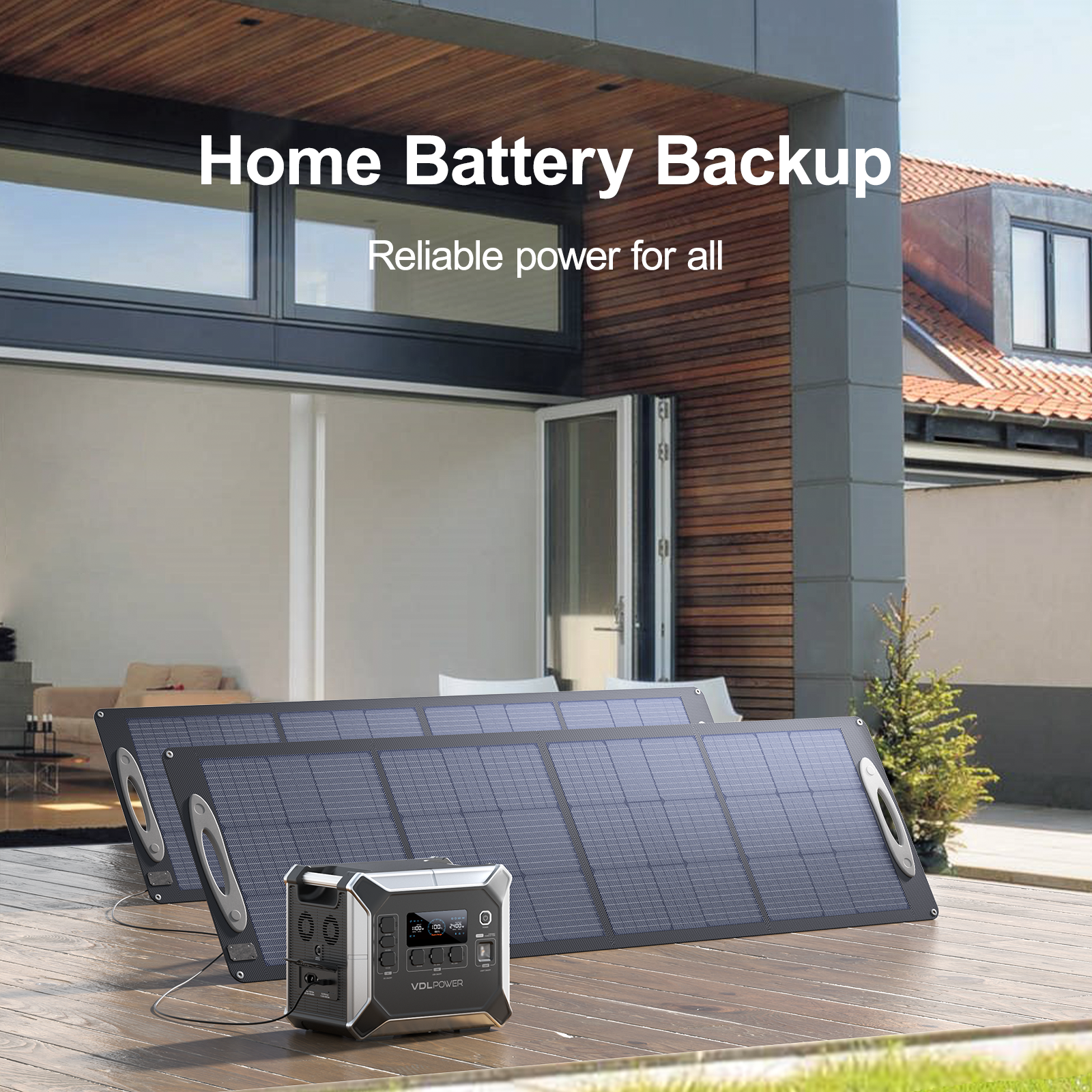 VDLPOWER HS2400 Portable Power Station 2048Wh/2400W LiFePO4 Battery for Home Backup