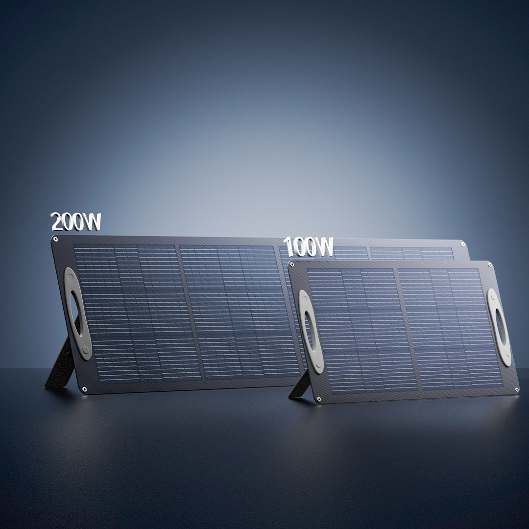 VDL Panel solar portátil SC0201, kit de panel solar plegable monocristalino  de 200 W con soporte ajustable, salida MC-4 para estación de energía de