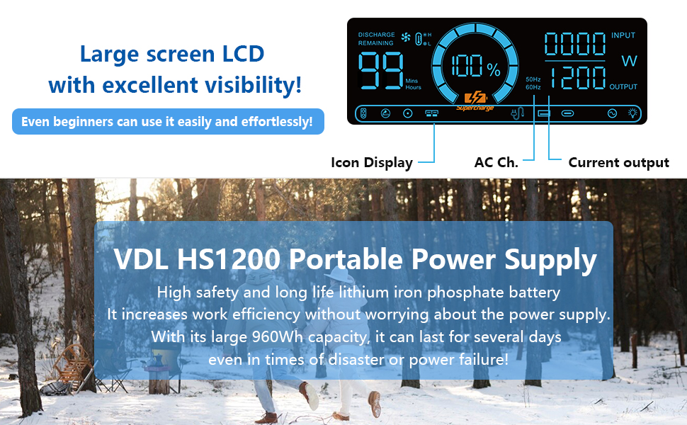 VDLPOWER HS1200 Portable Power Station 960Wh/1200W-VDLPOWER