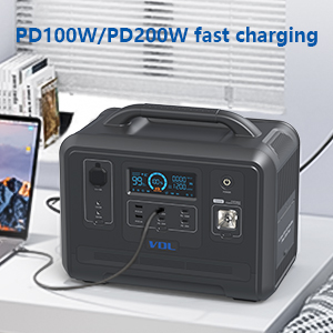 Portable Power Station 1200W Solar Generator, LiFePO4 Battery VDL HS1200  Fully Charged within 2 Hours, 6x110V