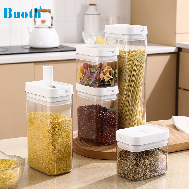 Plastic Vacuum airtight jar Stackable airtight food containers kitchen storage boxes jars
