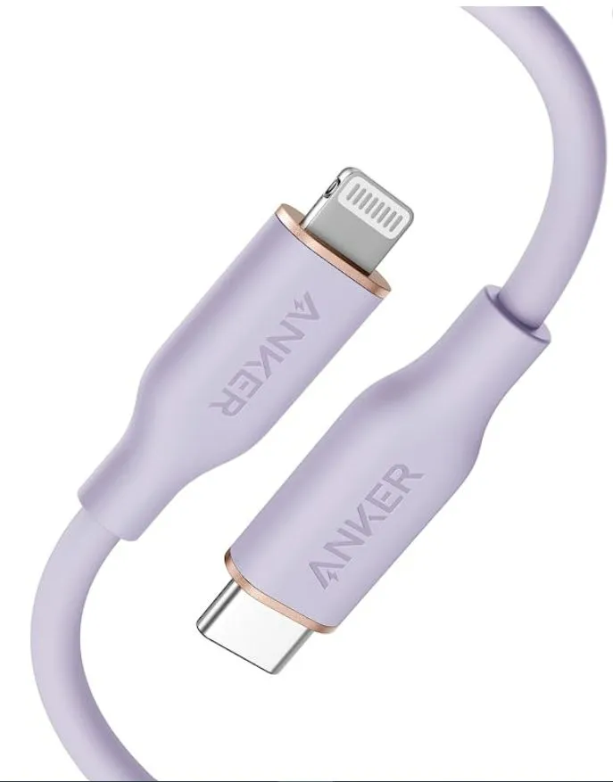 Зарядный кабель Anker PowerLine III Flow, USB Type-C to Lightning, 1.8 м фиолетовый