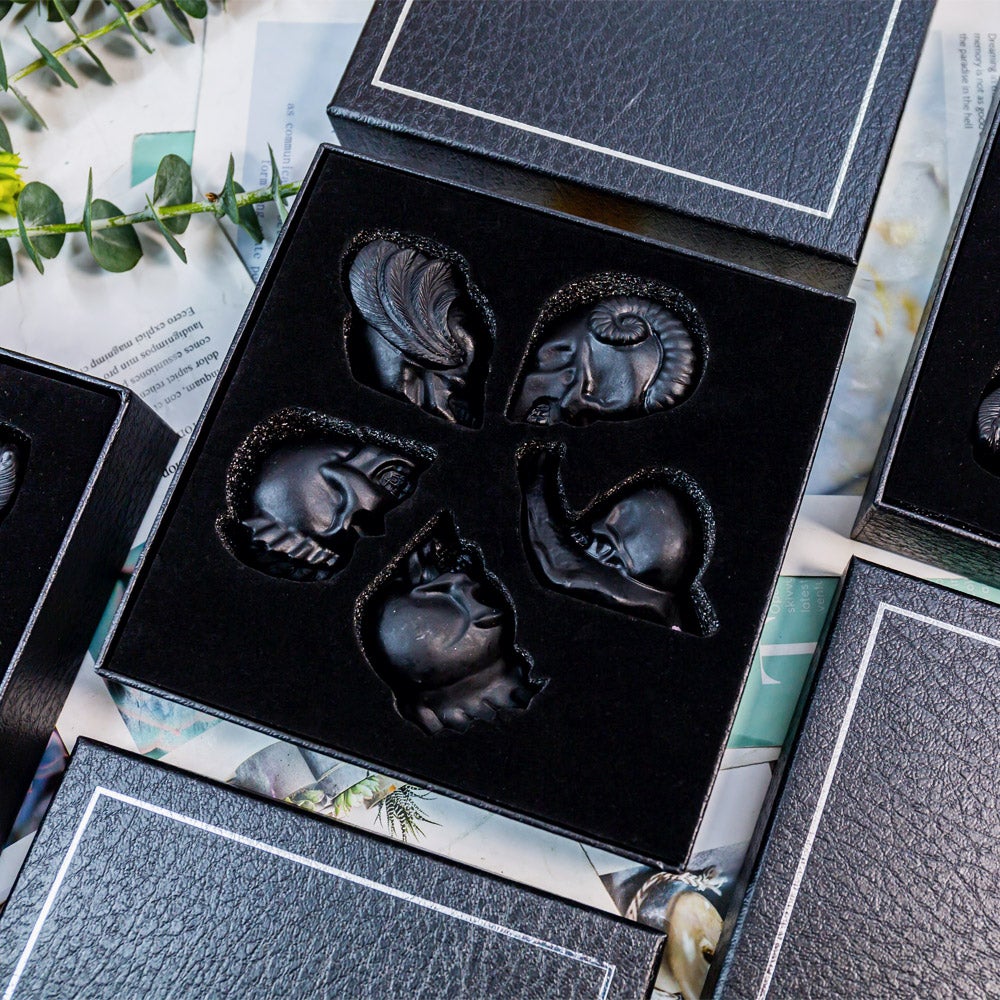 2" Black Obsidian Carved Skull Gift Box