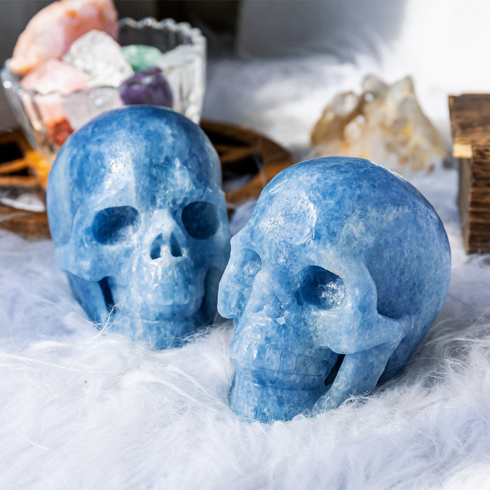 Blue calcite skull