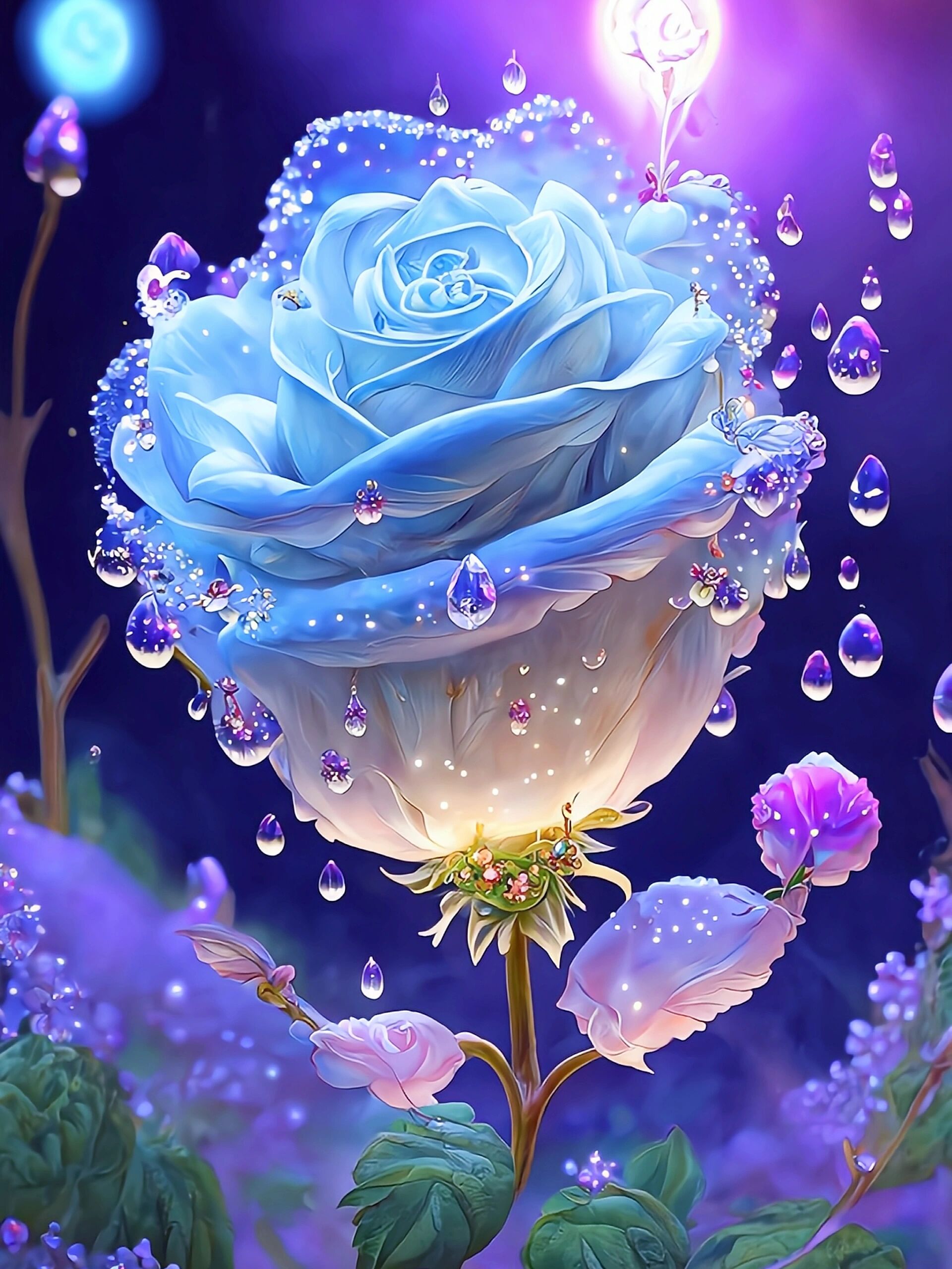 AB Diamond Painting Water Droplet Flower